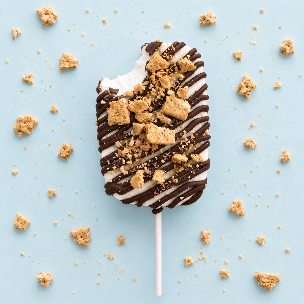 S’mores Please handmade gourmet marshmallow pop with chocolate drizzle and graham cracker crumble